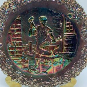 Fenton 1972 Glass Plate Commemorating Blacksmithing of early 1802’s America.